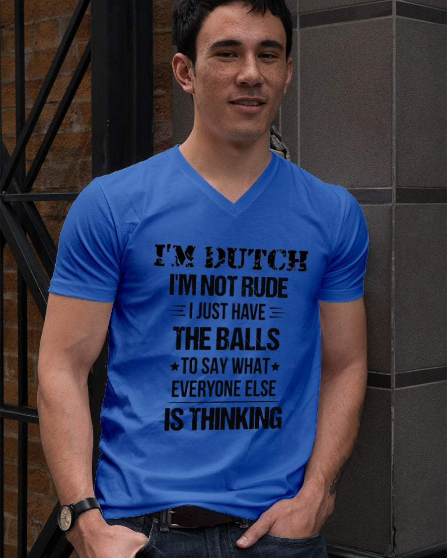 I'M NOT RUDE I'M DUTCH - V-Neck T-Shirt - Royal Blue - lifestyle-mens-vneck-front-2