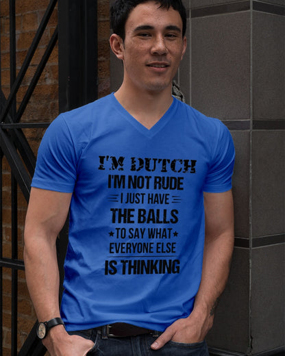 I'M NOT RUDE I'M DUTCH - V-Neck T-Shirt - Royal Blue - lifestyle-mens-vneck-front-2