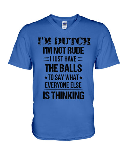 I'M NOT RUDE I'M DUTCH - V-Neck T-Shirt - Royal Blue - Front