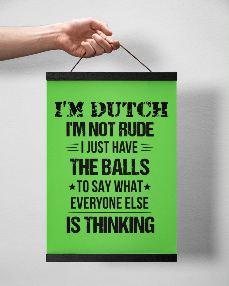 I'M NOT RUDE I'M DUTCH - 12x16 Black Hanging Canvas - Kiwi - aos-hanging-canvas-12x16-lifestyle-front-20