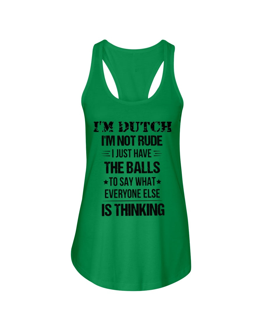 I'M NOT RUDE I'M DUTCH - Ladies Flowy Tank - Kelly - Front