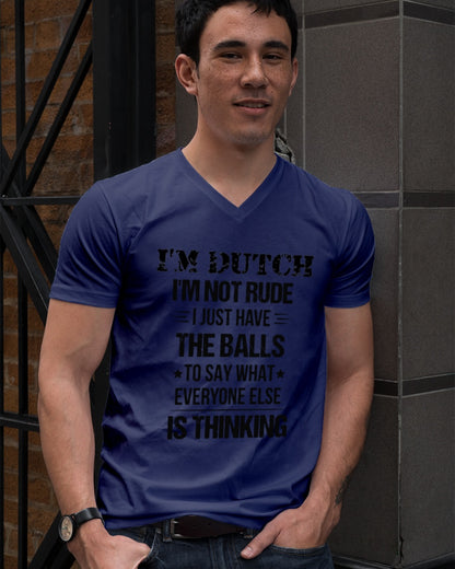 I'M NOT RUDE I'M DUTCH - V-Neck T-Shirt - Navy - lifestyle-mens-vneck-front-2