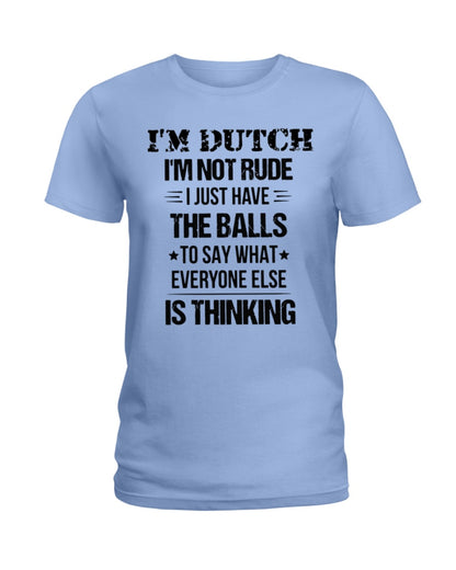 I'M NOT RUDE I'M DUTCH - Ladies T-Shirt - Light Blue - Front