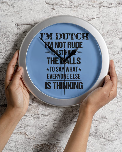 I'M NOT RUDE I'M DUTCH - Wall Clock - Light Blue - aos-wall-clock-lifestyle-front-02