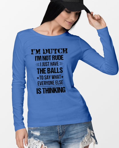 I'M NOT RUDE I'M DUTCH - Long Sleeve Tee - Royal Blue - lifestyle-unisex-longsleeve-front-4