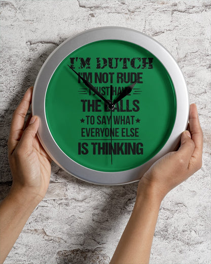 I'M NOT RUDE I'M DUTCH - Wall Clock - Kelly - aos-wall-clock-lifestyle-front-02