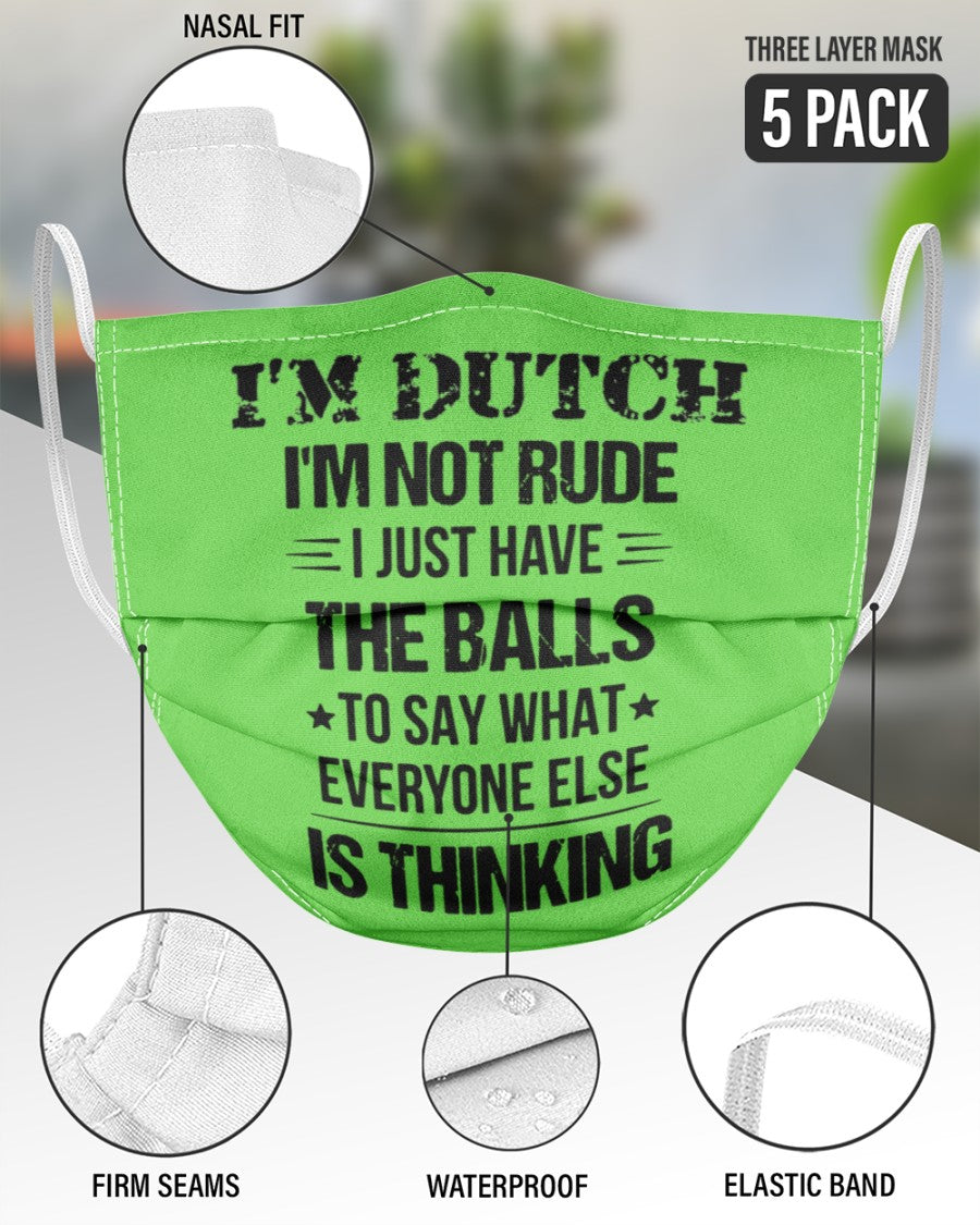 I'M NOT RUDE I'M DUTCH - 3 Layer Face Mask - 5 Pack - Kiwi - aos-face-mask-3-layers-lifestyle-front-51