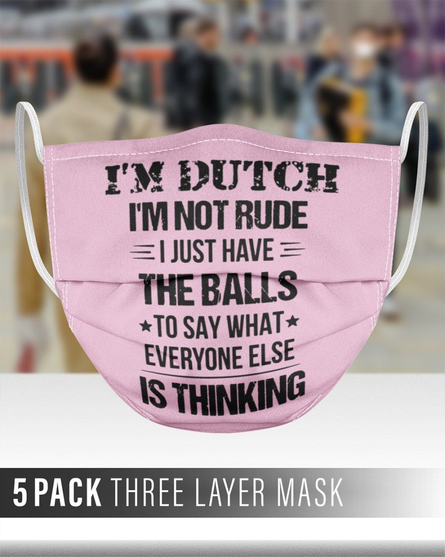 I'M NOT RUDE I'M DUTCH - 3 Layer Face Mask - 5 Pack - Classic Pink - aos-face-mask-3-layers-lifestyle-front-48