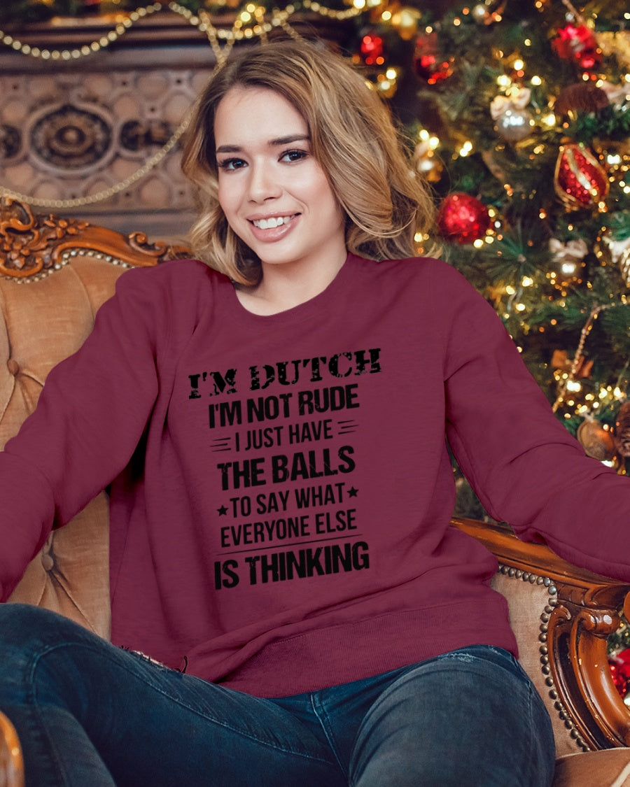 I'M NOT RUDE I'M DUTCH - Crewneck Sweatshirt - Maroon - lifestyle-holiday-sweater-front-3