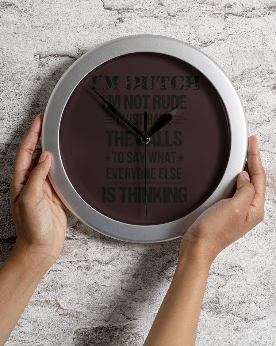 I'M NOT RUDE I'M DUTCH - Wall Clock - Chocolate - aos-wall-clock-lifestyle-front-02