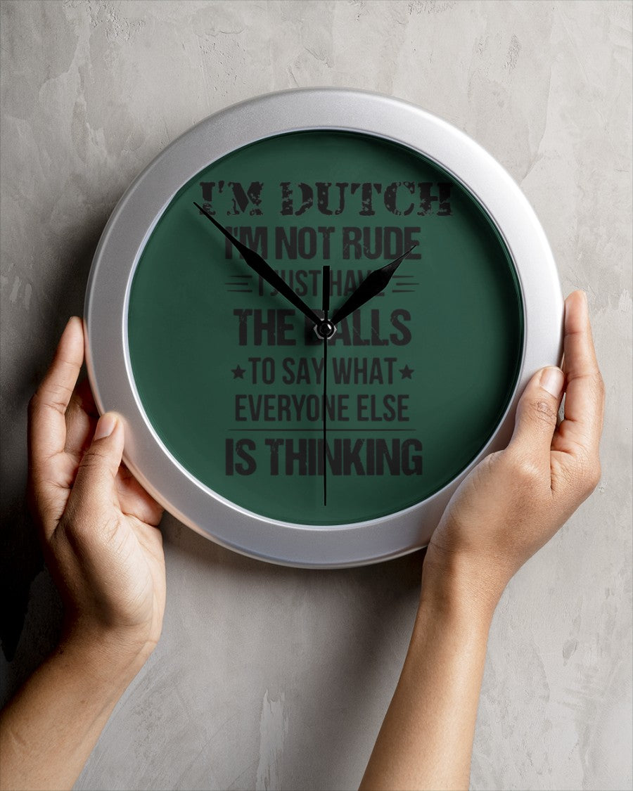 I'M NOT RUDE I'M DUTCH - Wall Clock - Forest Green - aos-wall-clock-lifestyle-front-04
