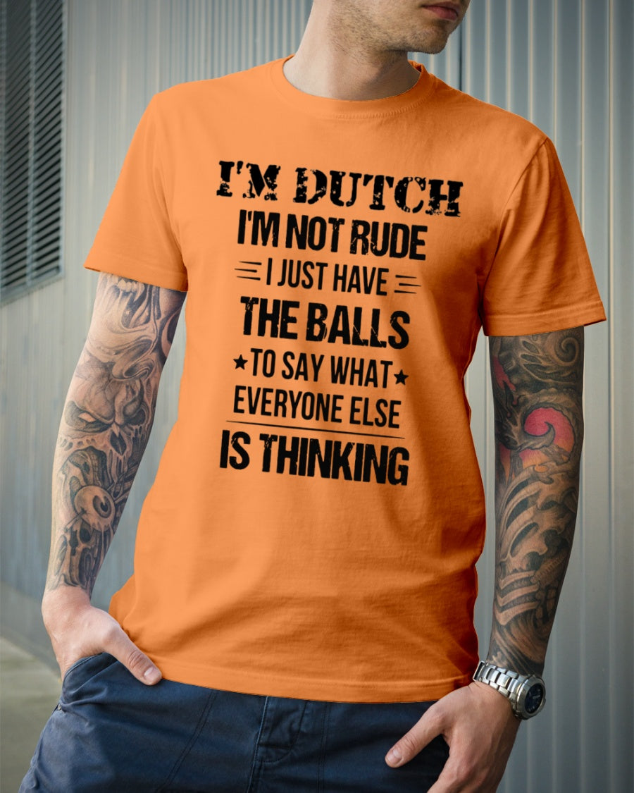 I'M NOT RUDE I'M DUTCH - Premium Fit Mens Tee - Orange - lifestyle-mens-crewneck-front-6