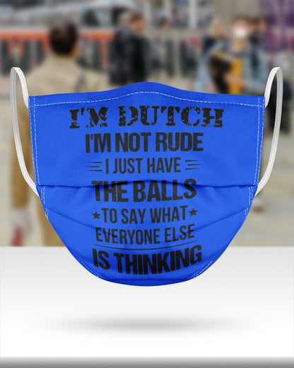 I'M NOT RUDE I'M DUTCH - 3 Layer Face Mask - Single - Royal - aos-face-mask-3-layers-lifestyle-front-46