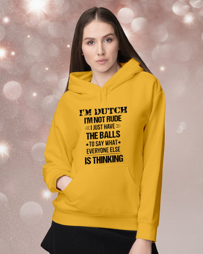I'M NOT RUDE I'M DUTCH - Hooded Sweatshirt - Gold - lifestyle-holiday-hoodie-front-1