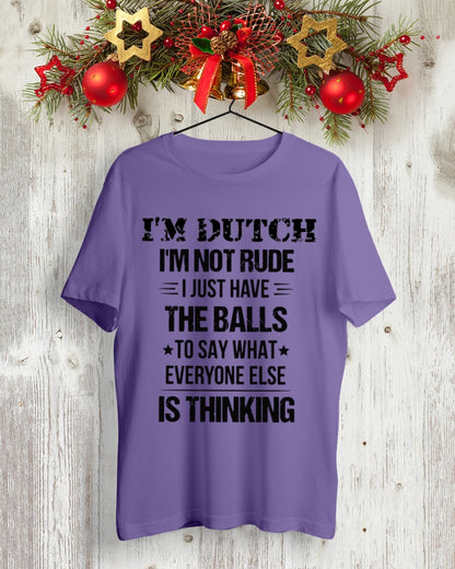 I'M NOT RUDE I'M DUTCH - Premium Fit Mens Tee - Purple - lifestyle-holiday-crewneck-front-2