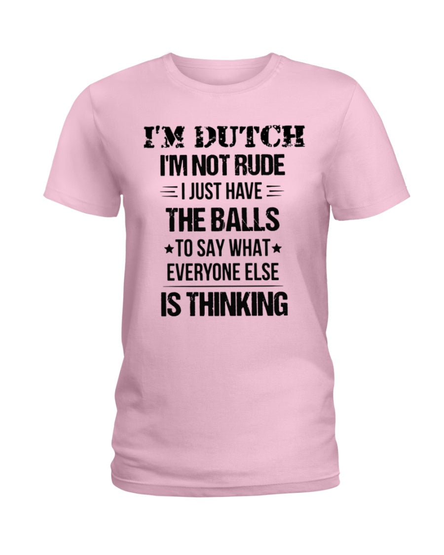 I'M NOT RUDE I'M DUTCH - Ladies T-Shirt - Light Pink - Front