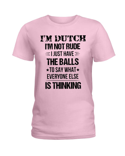 I'M NOT RUDE I'M DUTCH - Ladies T-Shirt - Light Pink - Front