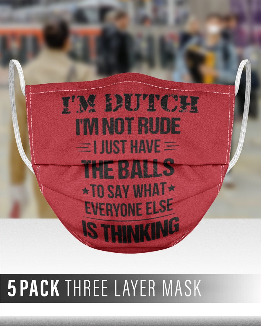 I'M NOT RUDE I'M DUTCH - 3 Layer Face Mask - 5 Pack - True Red - aos-face-mask-3-layers-lifestyle-front-48