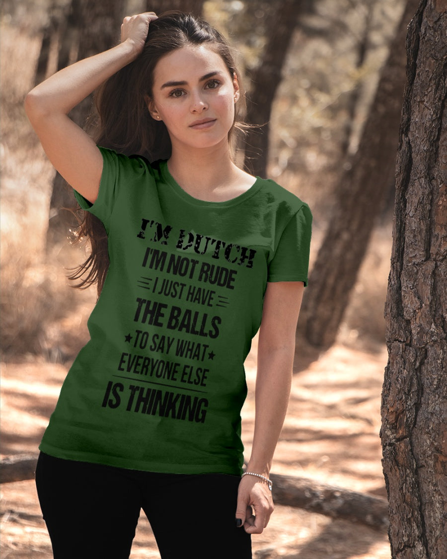 I'M NOT RUDE I'M DUTCH - Ladies T-Shirt - Forest Green - apparel-ladies-t-shirt-lifestyle-06