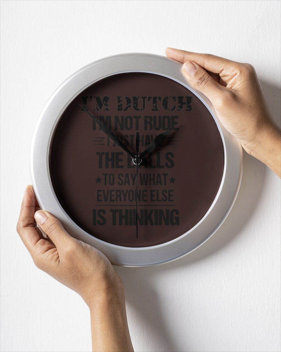 I'M NOT RUDE I'M DUTCH - Wall Clock - Chocolate - aos-wall-clock-lifestyle-front-05