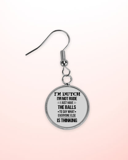 I'M NOT RUDE I'M DUTCH - Circle Earrings - Ash - aos-earring-circle-front-lifestyle-2
