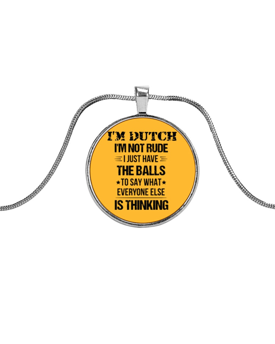 I'M NOT RUDE I'M DUTCH - Metallic Circle Necklace - Gold - Front