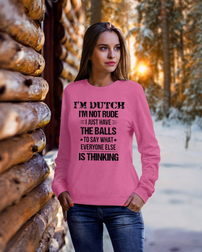 I'M NOT RUDE I'M DUTCH - Crewneck Sweatshirt - Heliconia - lifestyle-holiday-sweater-front-1