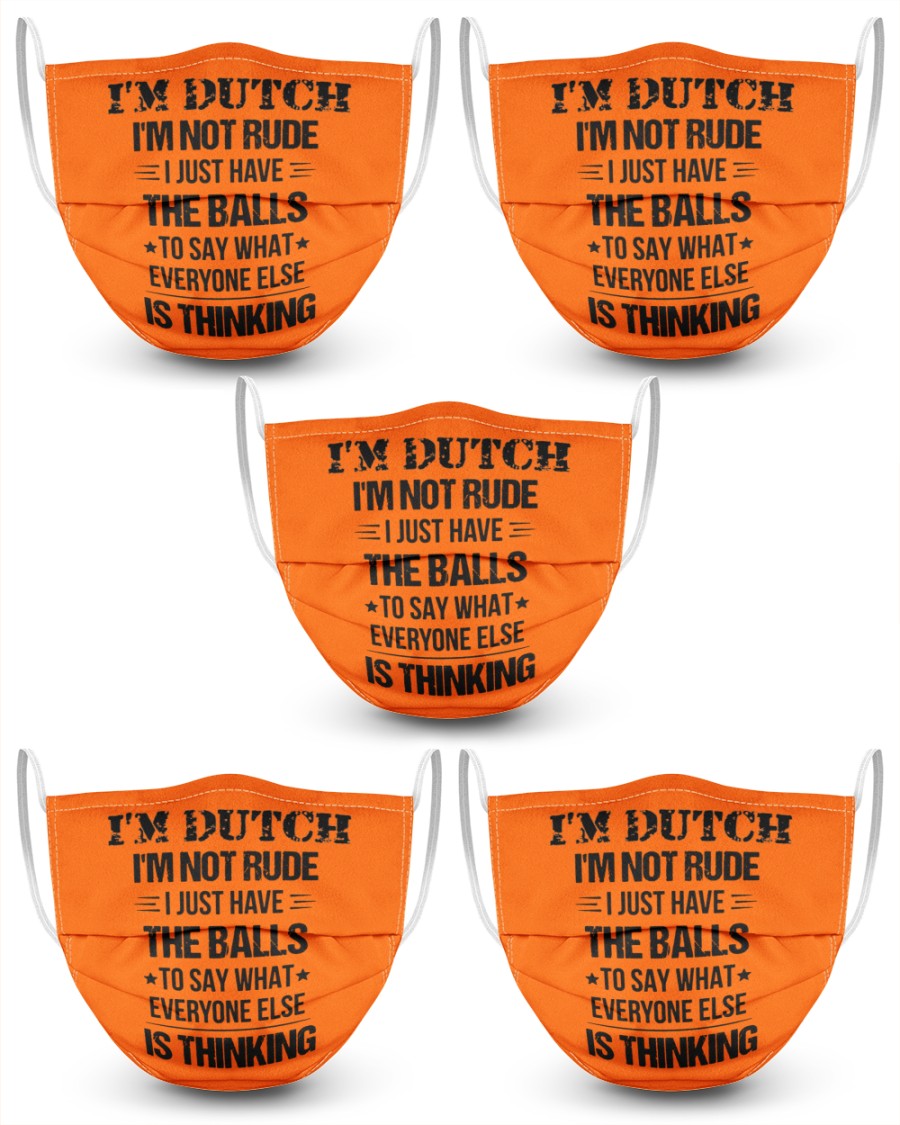 I'M NOT RUDE I'M DUTCH - 3 Layer Face Mask - 5 Pack - Burnt Orange - Front