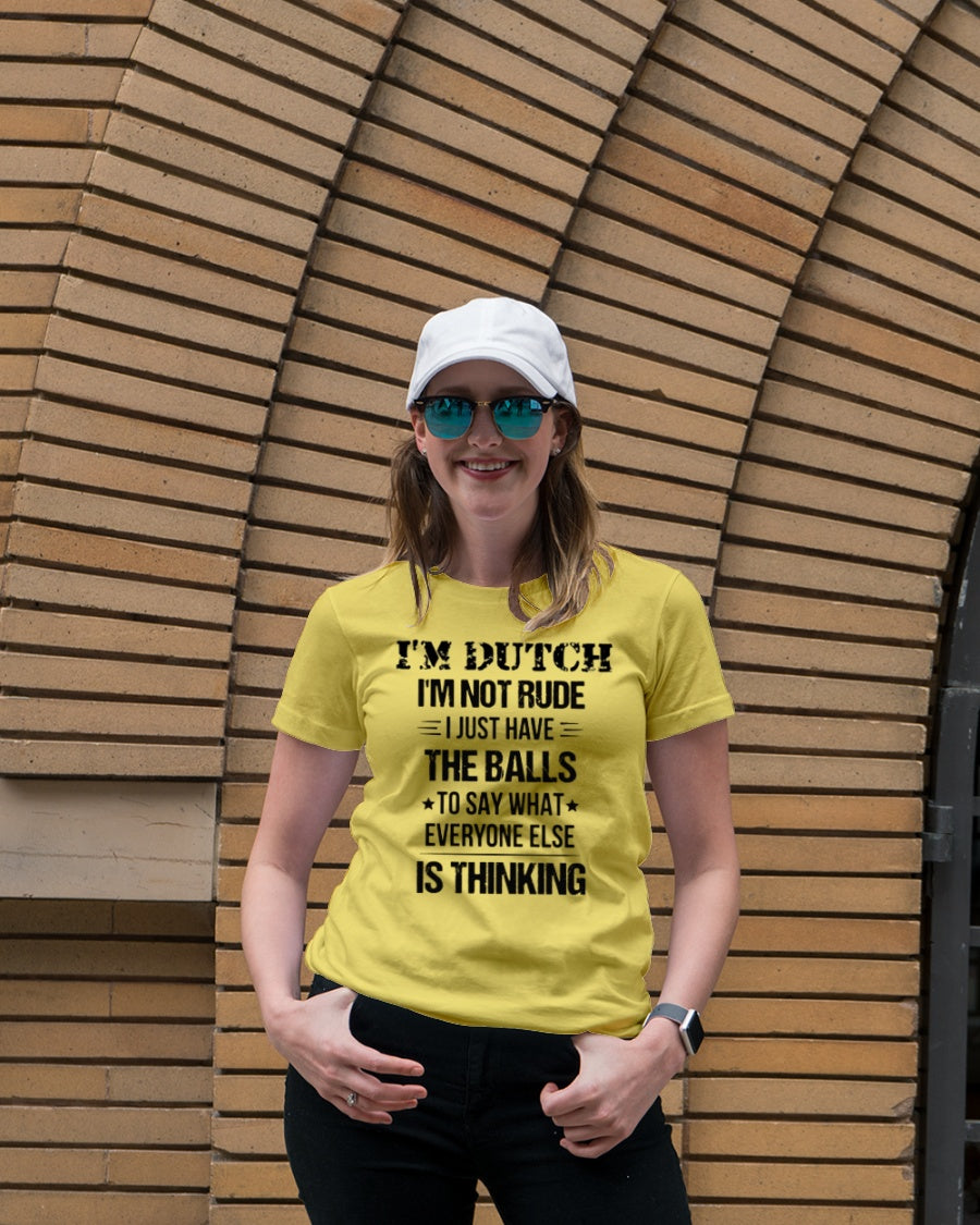 I'M NOT RUDE I'M DUTCH - Premium Fit Ladies Tee - Sunshine - lifestyle-women-crewneck-front-4
