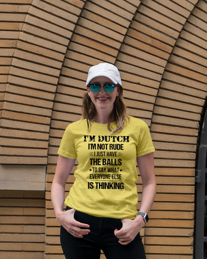 I'M NOT RUDE I'M DUTCH - Premium Fit Ladies Tee - Sunshine - lifestyle-women-crewneck-front-4