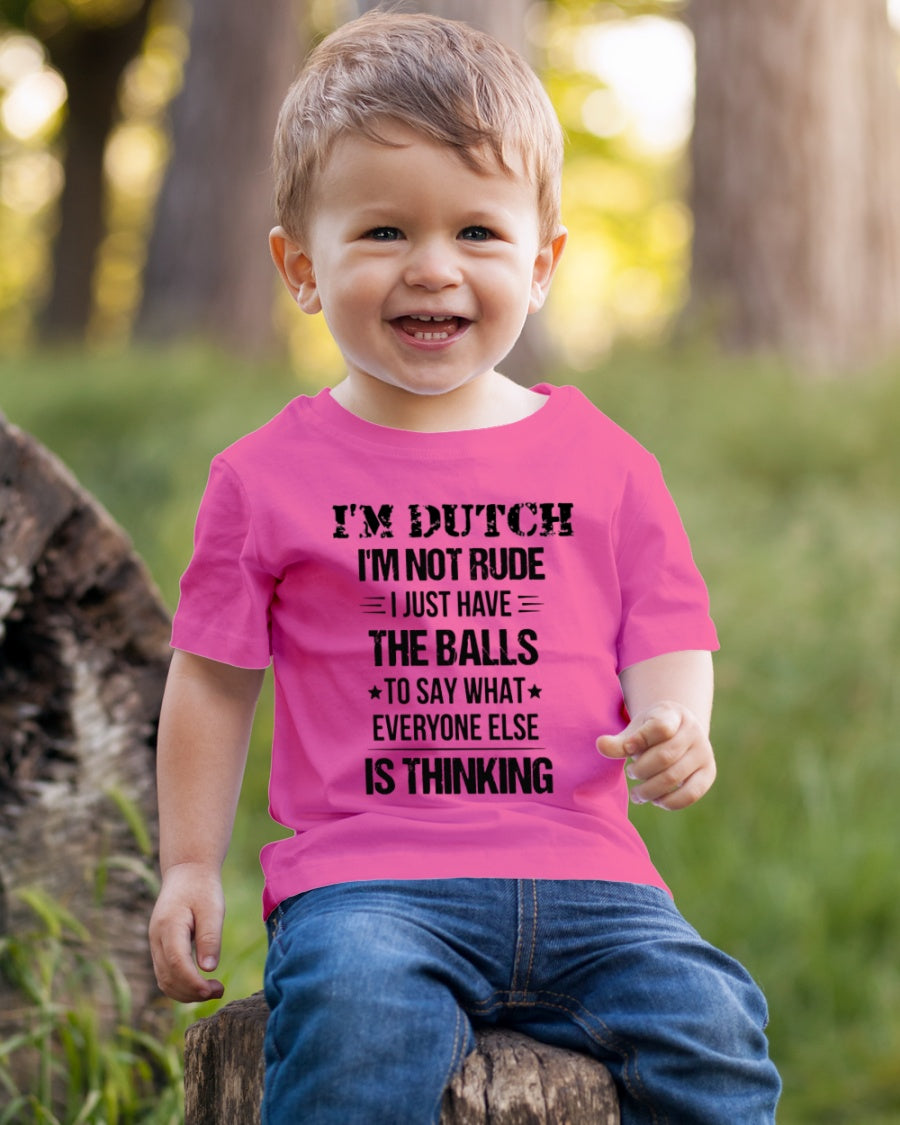 I'M NOT RUDE I'M DUTCH - Youth T-Shirt - Cyber Pink - lifestyle-youth-tshirt-front-4
