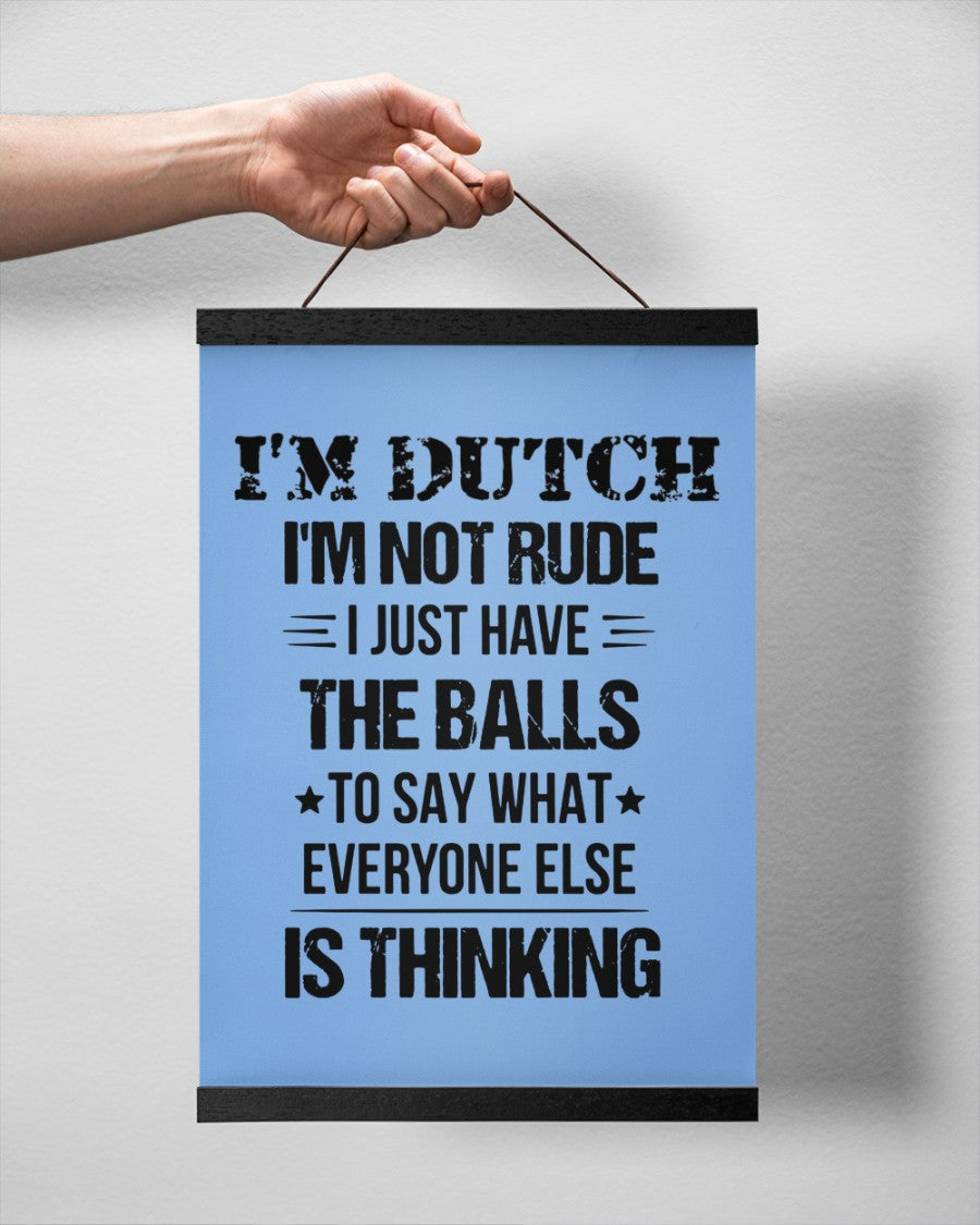 I'M NOT RUDE I'M DUTCH - 12x16 Black Hanging Canvas - Light Blue - aos-hanging-canvas-12x16-lifestyle-front-20