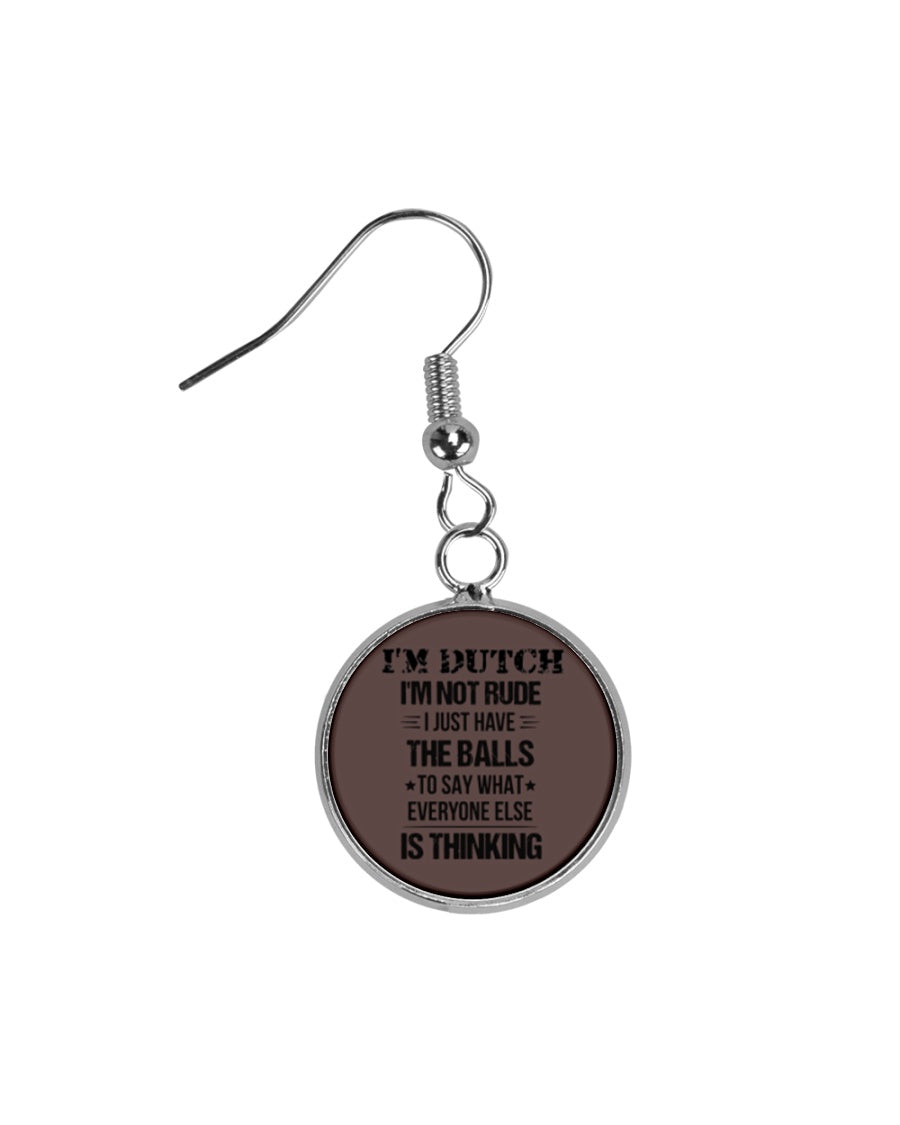 I'M NOT RUDE I'M DUTCH - Circle Earrings - Chocolate - Front
