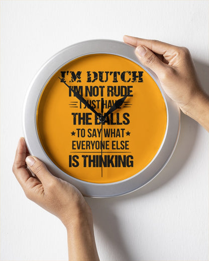 I'M NOT RUDE I'M DUTCH - Wall Clock - Gold - aos-wall-clock-lifestyle-front-05