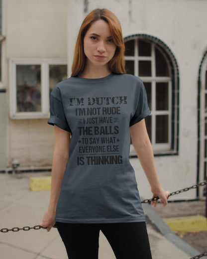 I'M NOT RUDE I'M DUTCH - Classic T-Shirt - Charcoal Grey - apparel-classic-tshirt-lifestyle-19