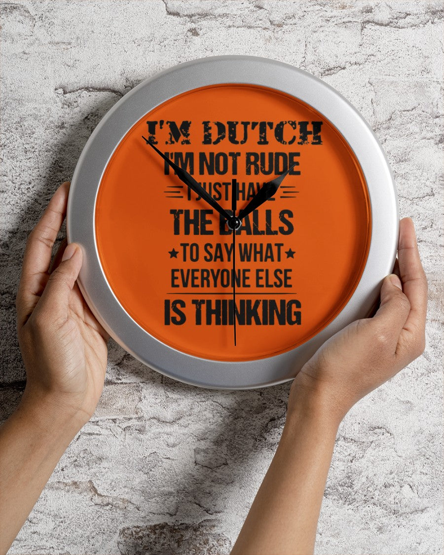 I'M NOT RUDE I'M DUTCH - Wall Clock - Burnt Orange - aos-wall-clock-lifestyle-front-02