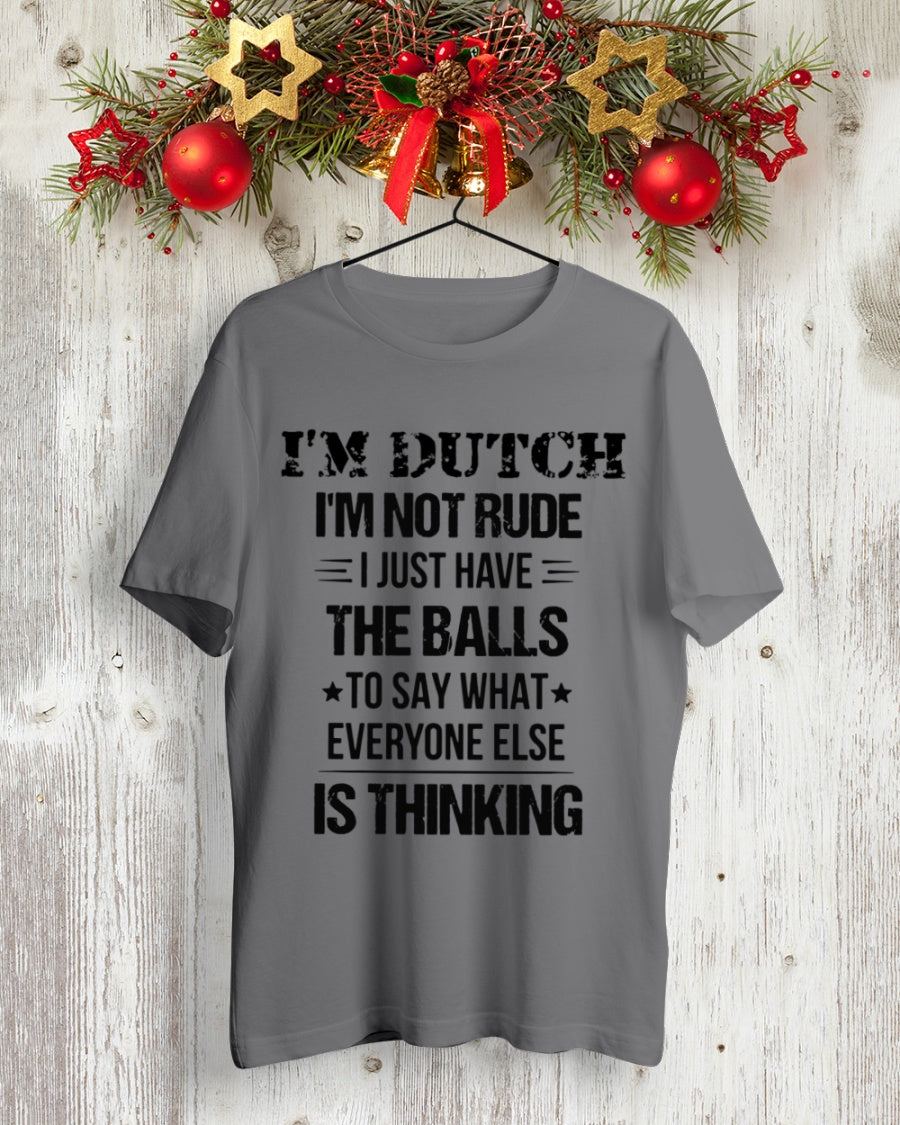 I'M NOT RUDE I'M DUTCH - Premium Fit Mens Tee - Asphalt - lifestyle-holiday-crewneck-front-2