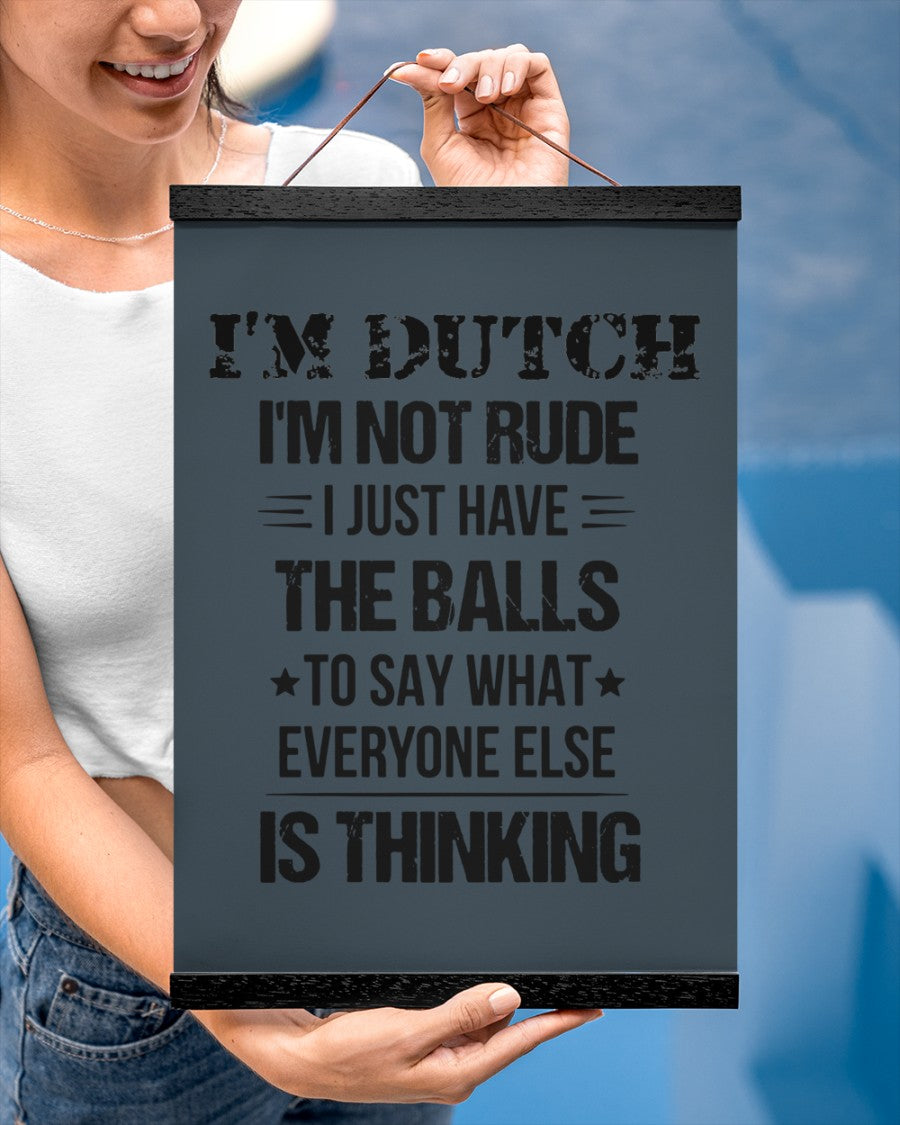 I'M NOT RUDE I'M DUTCH - 12x16 Black Hanging Canvas - Charcoal Grey - aos-hanging-canvas-12x16-lifestyle-front-29