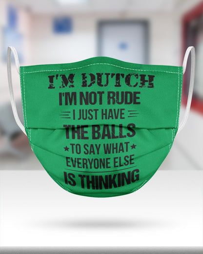I'M NOT RUDE I'M DUTCH - 3 Layer Face Mask - Single - Kelly - aos-face-mask-3-layers-lifestyle-front-25