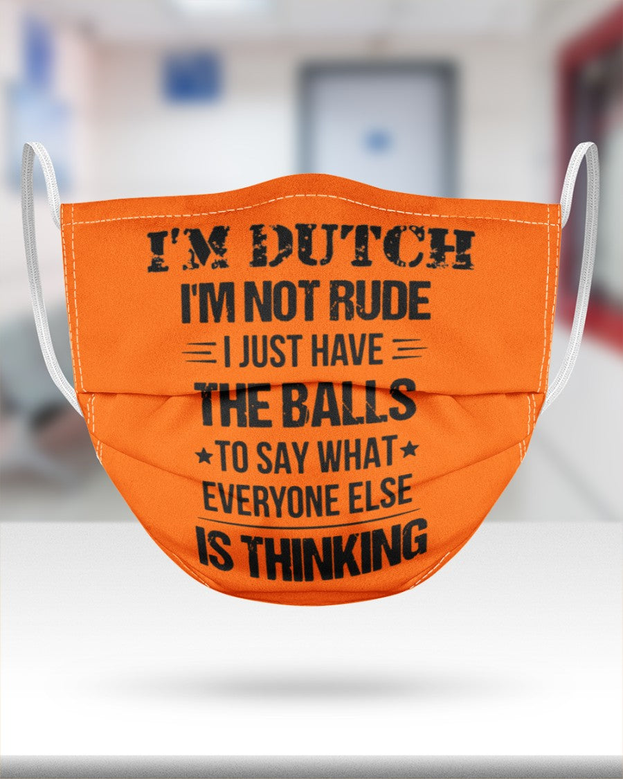 I'M NOT RUDE I'M DUTCH - 3 Layer Face Mask - Single - Burnt Orange - aos-face-mask-3-layers-lifestyle-front-25