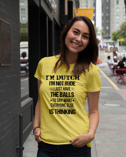 I'M NOT RUDE I'M DUTCH - Premium Fit Ladies Tee - Sunshine - lifestyle-women-crewneck-front-5