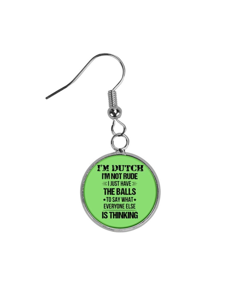 I'M NOT RUDE I'M DUTCH - Circle Earrings - Kiwi - Front