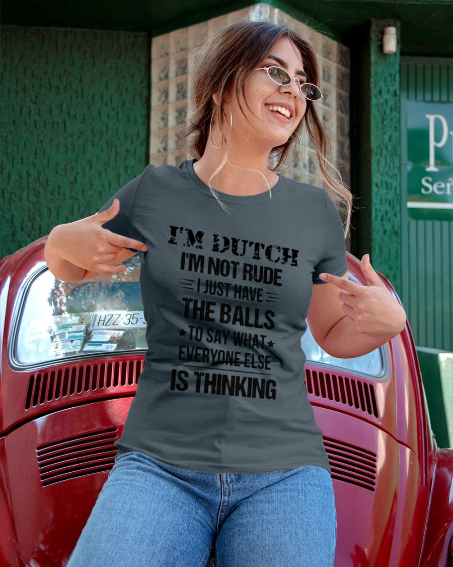 I'M NOT RUDE I'M DUTCH - Ladies T-Shirt - Charcoal Grey - apparel-ladies-t-shirt-lifestyle-01