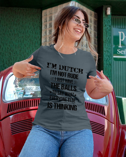I'M NOT RUDE I'M DUTCH - Ladies T-Shirt - Charcoal Grey - apparel-ladies-t-shirt-lifestyle-01