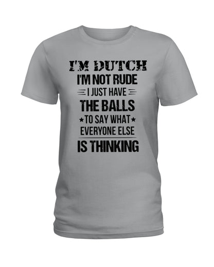I'M NOT RUDE I'M DUTCH - Ladies T-Shirt - Sports Grey - Front
