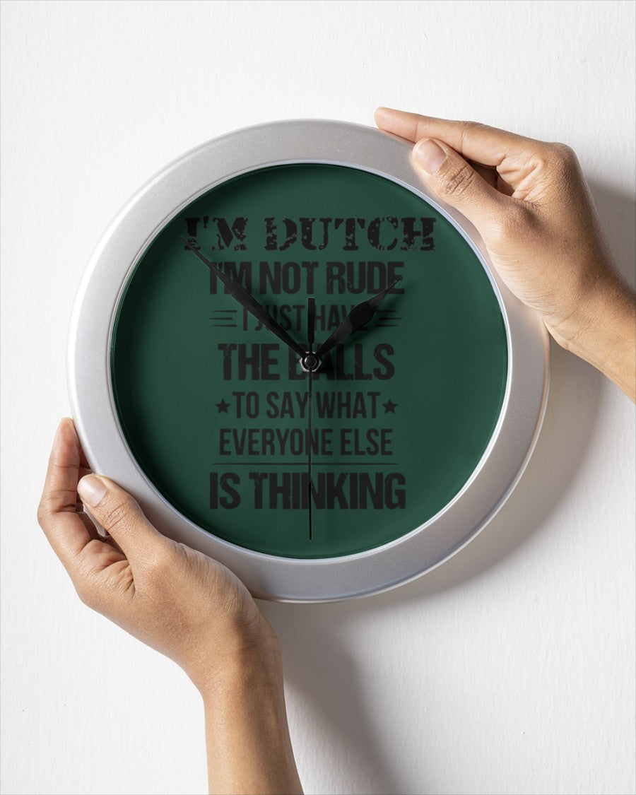 I'M NOT RUDE I'M DUTCH - Wall Clock - Forest Green - aos-wall-clock-lifestyle-front-05