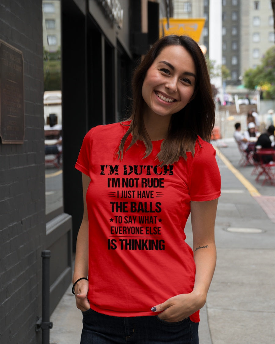 I'M NOT RUDE I'M DUTCH - Premium Fit Ladies Tee - Red - lifestyle-women-crewneck-front-5