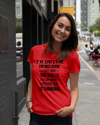 I'M NOT RUDE I'M DUTCH - Premium Fit Ladies Tee - Red - lifestyle-women-crewneck-front-5