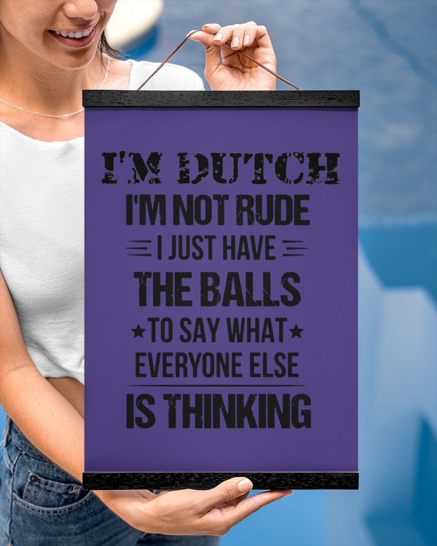 I'M NOT RUDE I'M DUTCH - 12x16 Black Hanging Canvas - Purple - aos-hanging-canvas-12x16-lifestyle-front-29