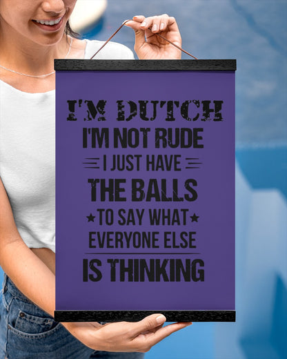 I'M NOT RUDE I'M DUTCH - 12x16 Black Hanging Canvas - Purple - aos-hanging-canvas-12x16-lifestyle-front-29